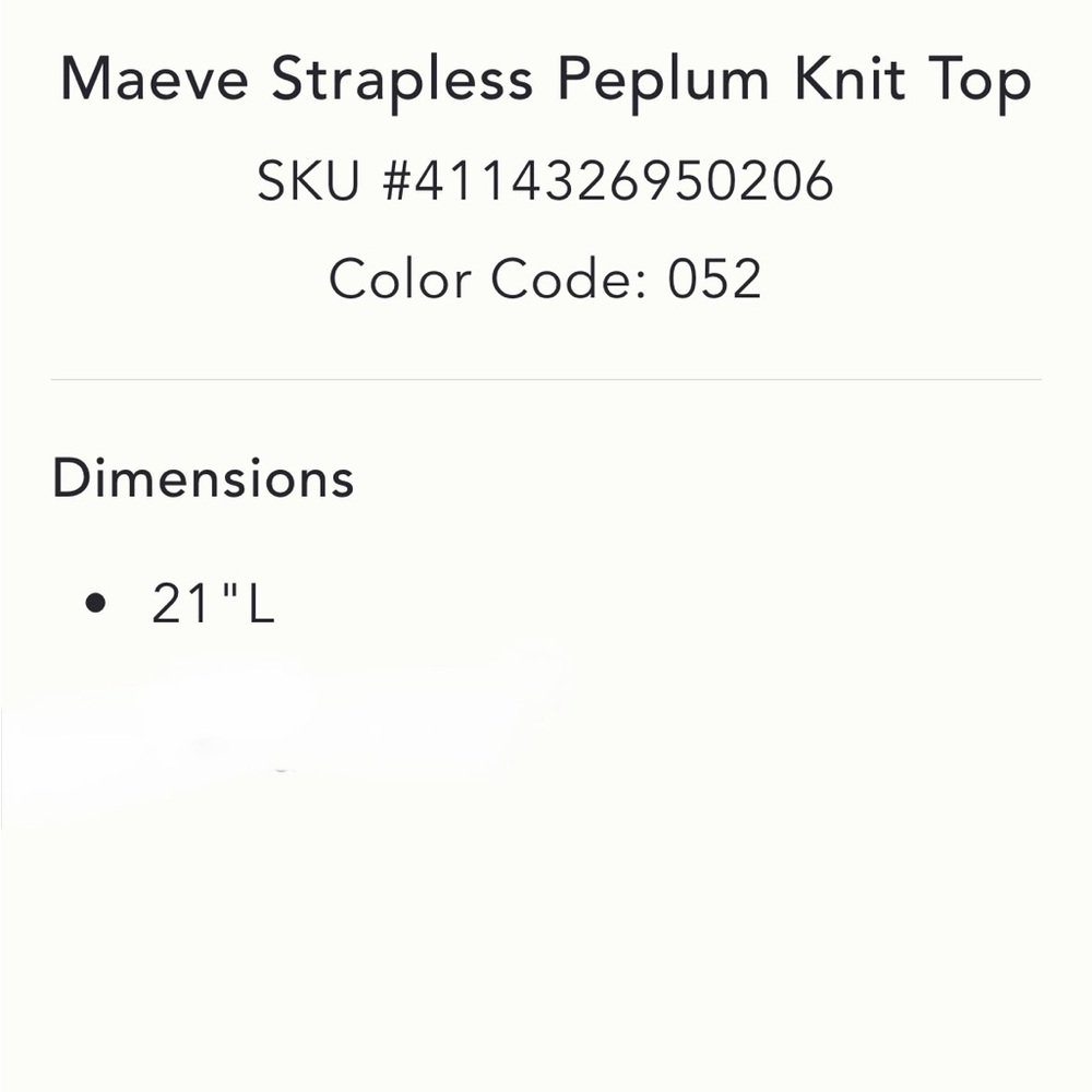 ANTHROPOLOGIE➕NWT Maeve Strapless Peplum Knit Top - Picture 9 of 9